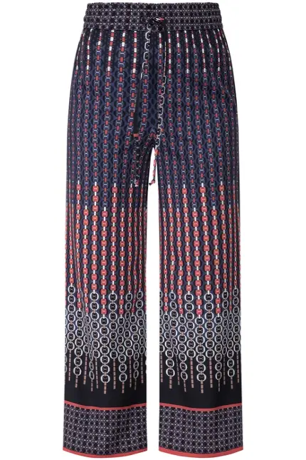 Recover Pants Weichfließende Sommerhose in marine/rot/weiß/braun Artikelnummer REC-13010-3921-430 Großer Ausverkauf