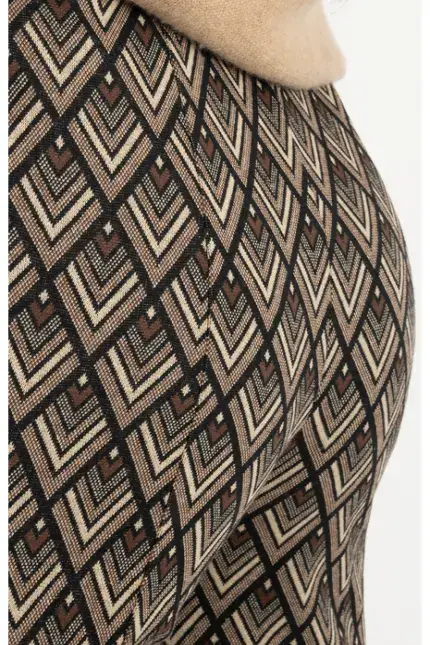 Recover Pants Jacquard-Strickhose Jasmin in SCHWARZ/ BRAUN/ BEIGE Artikelnummer REC-13409-4322-962 Wochenangebot