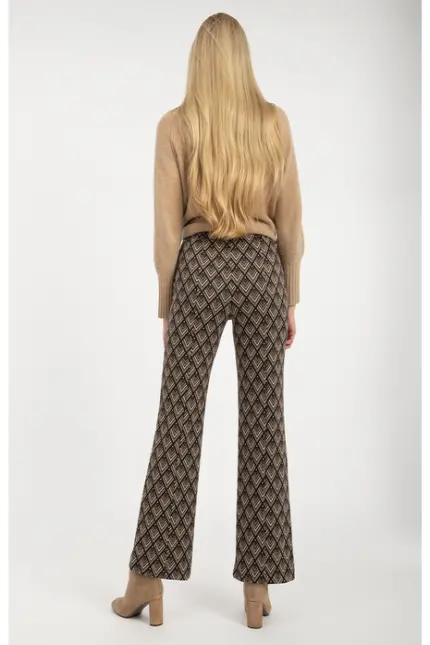 Recover Pants Jacquard-Strickhose Jasmin in SCHWARZ/ BRAUN/ BEIGE Artikelnummer REC-13409-4322-962 Wochenangebot