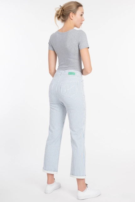 Recover Pants Frieda, Straght-Fit Hose in STREIFEN ECRU/ BLAU Artikelnummer REC-13395-4149-400 Begrenzte Freigabe