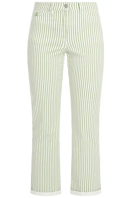 Recover Pants Frieda, Straght-Fit Hose in STREIFEN ECRU/ GRÜN Artikelnummer REC-13395-4149-500 Letzte 3 Tage