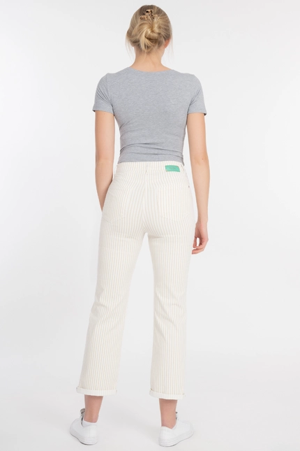 Recover Pants Frieda, Straght-Fit Hose in STREIFEN ECRU/ BEIGE Artikelnummer REC-13395-4149-202 JETZT KAUFEN