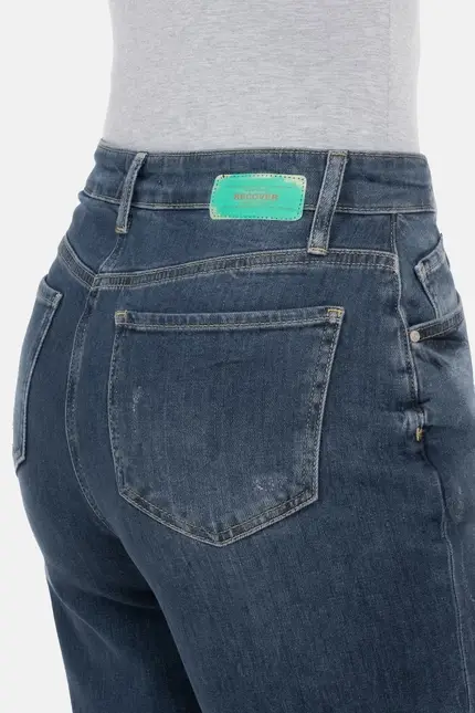 Recover Pants Gianna, Relaxed-Fit Jeans mit raffiniertem Verschluß in dark blue Artikelnummer REC-13388-4279-148 Discount Store für neue Produkte
