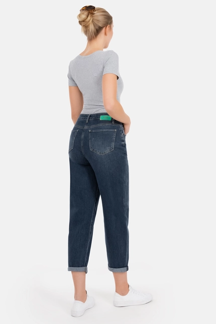 Recover Pants Gianna, Relaxed-Fit Jeans mit raffiniertem Verschluß in dark blue Artikelnummer REC-13388-4279-148 Discount Store für neue Produkte