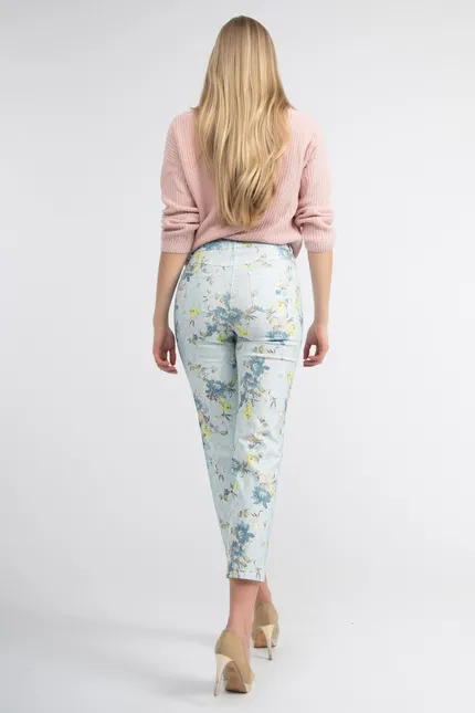 Recover Pants 5-Pocket Druckhose in HELLBLAU-BLAU-ZITRONE-ECRU Artikelnummer REC-12820-01-3992-65 Rabatte dieses Monats