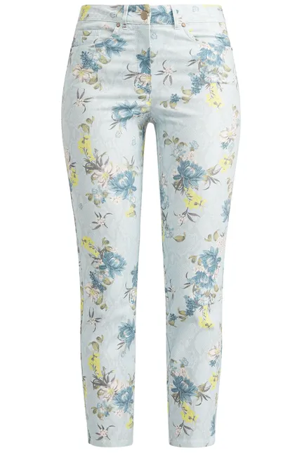 Recover Pants 5-Pocket Druckhose in HELLBLAU-BLAU-ZITRONE-ECRU Artikelnummer REC-12820-01-3992-65 Rabatte dieses Monats