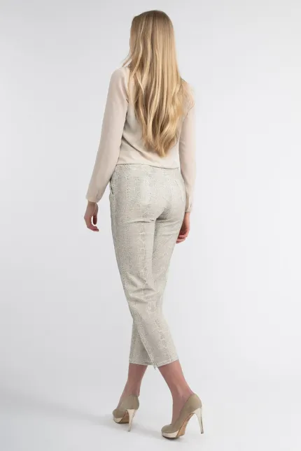 Recover Pants Hose mit Reptilprint in ECRU-ANTHRAZIT Artikelnummer REC-12664-01-4024-183 Fabrikpreis
