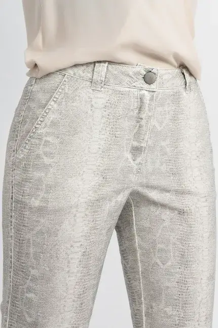 Recover Pants Hose mit Reptilprint in ECRU-ANTHRAZIT Artikelnummer REC-12664-01-4024-183 Fabrikpreis