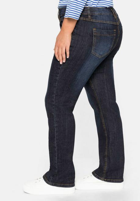 sheego Gerade Jeans mit Used-Effekten - dark blue Denim sheego Tiefpreis