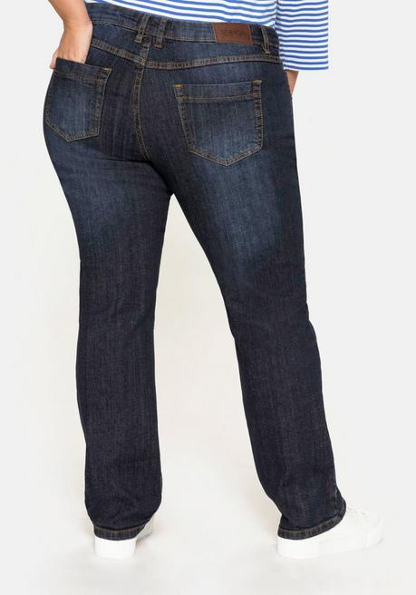 sheego Gerade Jeans mit Used-Effekten - dark blue Denim sheego Tiefpreis