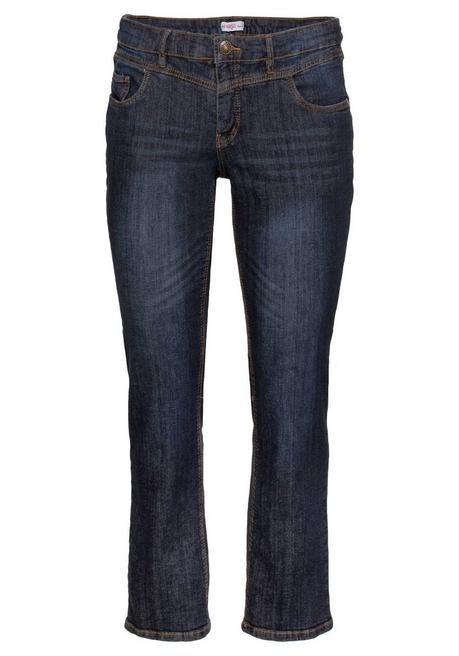 sheego Gerade Jeans mit Used-Effekten - dark blue Denim sheego Tiefpreis