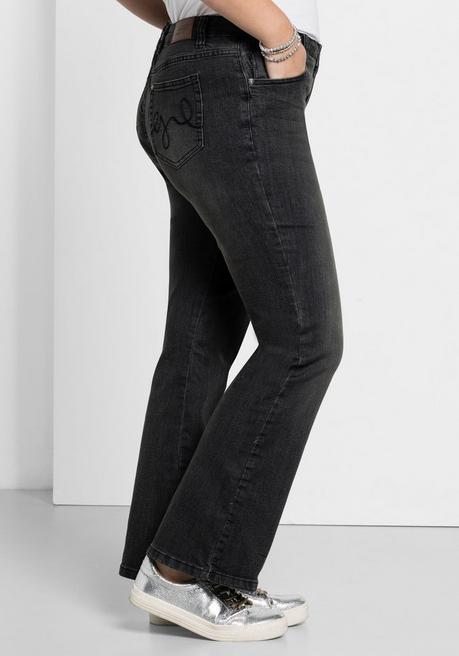sheego Bootcut-Jeans in 5-Pocket-Form, mit Used-Effekten - black Denim sheego Super Sparpreis