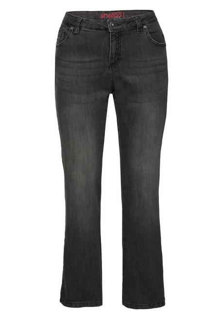 sheego Bootcut-Jeans in 5-Pocket-Form, mit Used-Effekten - black Denim sheego Super Sparpreis