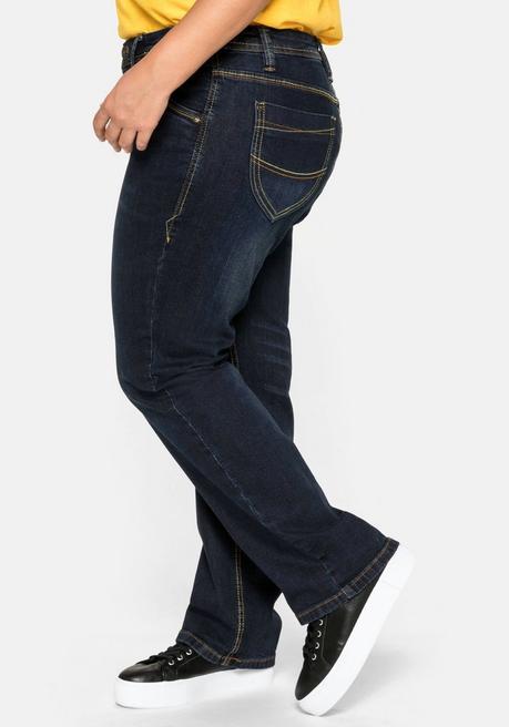 sheego Gerade Stretch-Jeans mit Used-Effekten - dark blue Denim sheego Kostenlose Rückgabe