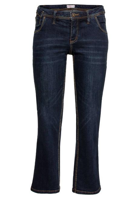 sheego Gerade Stretch-Jeans mit Used-Effekten - dark blue Denim sheego Kostenlose Rückgabe