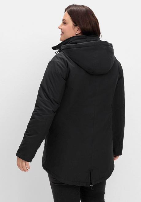 sheego Parka mit gefütterter Kapuze und 2-Wege-Zipper - schwarz sheego Begrenzte Freigabe
