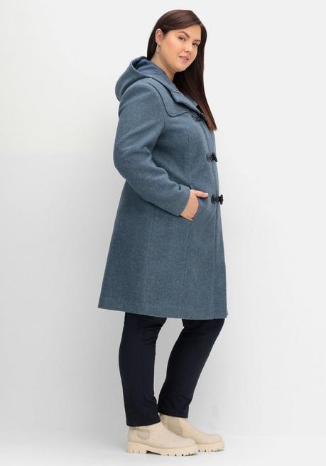 sheego Dufflecoat mit Wollanteil und Kapuze - taubenblau sheego Letzte 3 Tage
