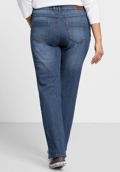 sheego Gerade Jeans mit Used-Effekten - blue Denim sheego JETZT KAUFEN