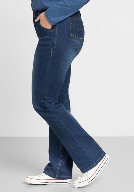 sheego Gerade Stretch-Jeans mit Used-Effekten - blue Denim sheego Letzter Tag
