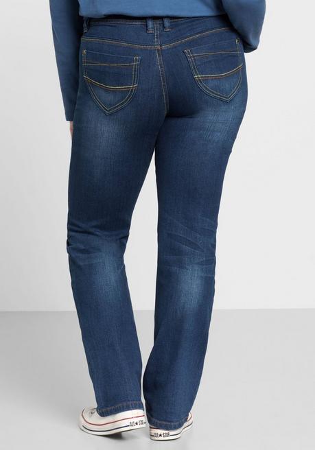 sheego Gerade Stretch-Jeans mit Used-Effekten - blue Denim sheego Letzter Tag