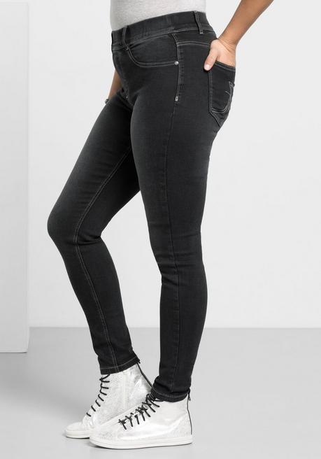 sheego Jeggings in Power-Stretch-Qualität, mit Schlupfbund - black Denim sheego 50% Rabatt mit kostenlosem Versand