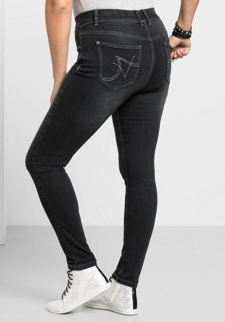sheego Jeggings in Power-Stretch-Qualität, mit Schlupfbund - black Denim sheego 50% Rabatt mit kostenlosem Versand