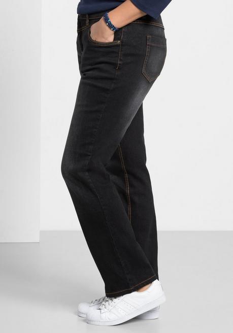 sheego Gerade Jeans mit Used-Effekten - black Denim sheego Kostenloser Versand international