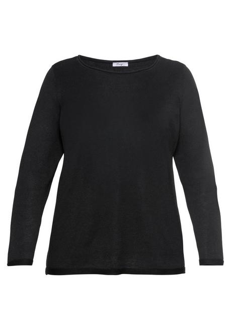 sheego Longpullover mit U-Boot-Ausschnitt und Leinenanteil - schwarz sheego Fabrikladen