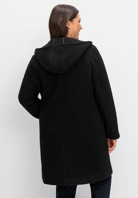 sheego Kapuzenmantel in kuscheliger Bouclé-Qualität - schwarz sheego Black Friday Preise