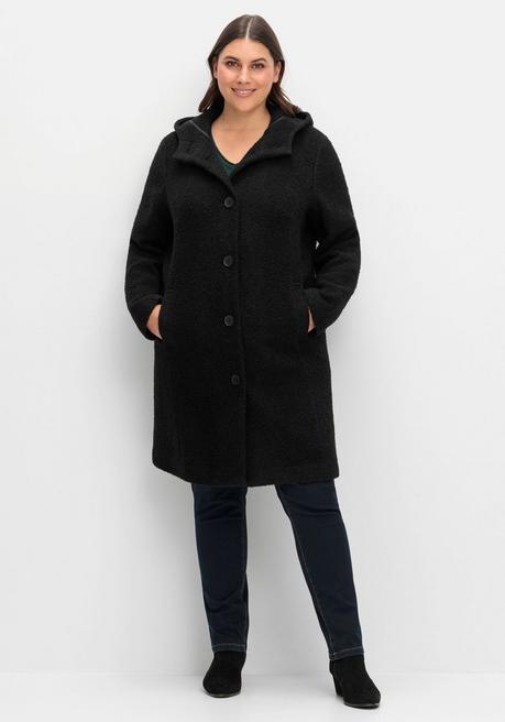 sheego Kapuzenmantel in kuscheliger Bouclé-Qualität - schwarz sheego Black Friday Preise
