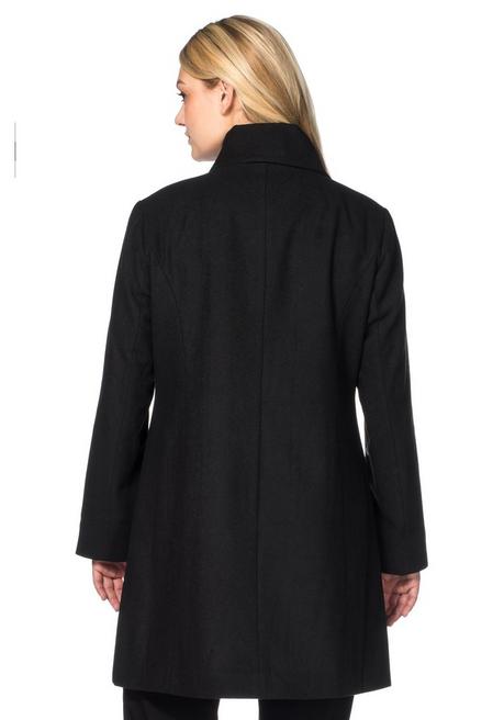 sheego Kurzmantel mit asymmetrischem Kragen - schwarz sheego 50% Rabatt für begrenzte Zeit