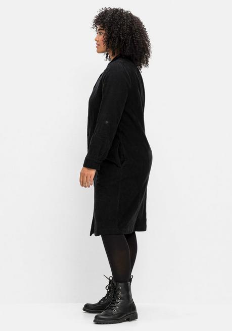 sheego Hemdblusenkleid aus weichem Cord - schwarz sheego Rabatte dieses Monats