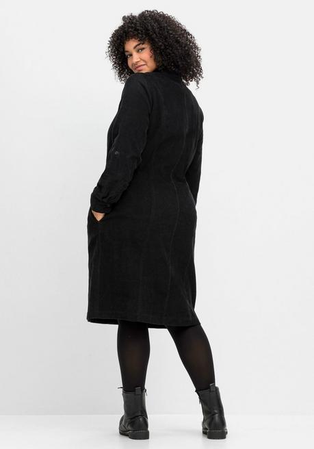 sheego Hemdblusenkleid aus weichem Cord - schwarz sheego Rabatte dieses Monats