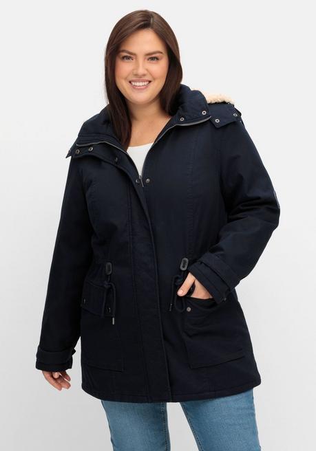 sheego Warm wattierter Parka mit Taillen-Tunnelzug - nachtblau sheego Outlet