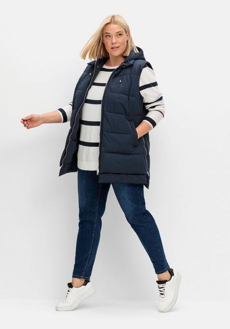 sheego Gestreifter Pullover mit Stern-Stickerei, aus Baumwolle - offwhite gestreift sheego Auslauf
