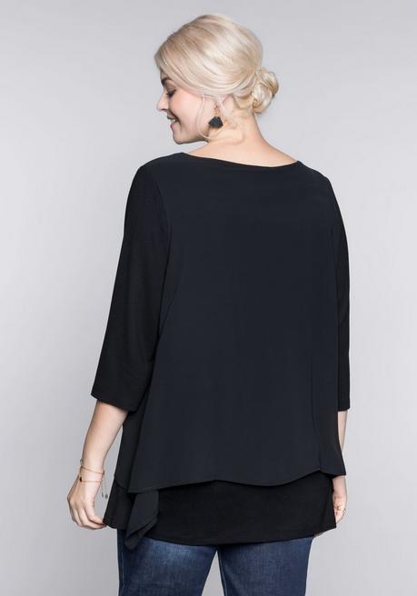 sheego Blusenshirt in leichter A-Linie mit Zipfelsaum - schwarz sheego Verkauf