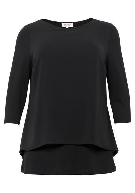 sheego Blusenshirt in leichter A-Linie mit Zipfelsaum - schwarz sheego Verkauf