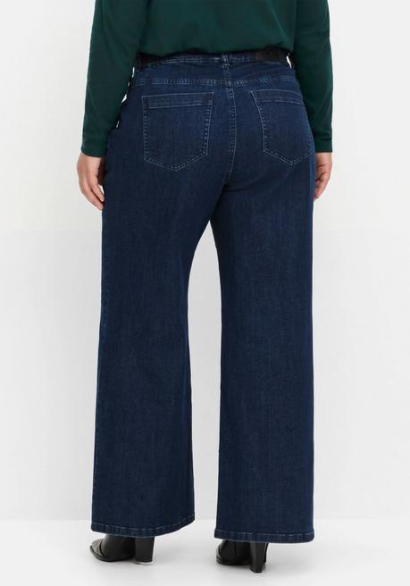 sheego Weite High-Waist-Jeans im Curvy-Schnitt ELLA - dark blue Denim sheego Hotsell