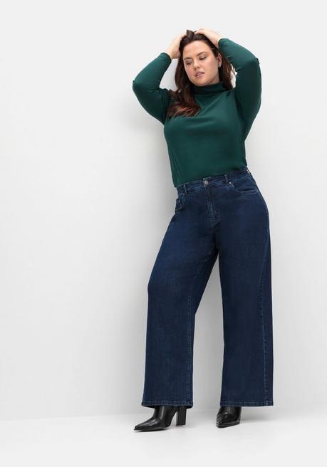 sheego Weite High-Waist-Jeans im Curvy-Schnitt ELLA - dark blue Denim sheego Hotsell