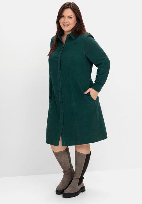 sheego Hemdblusenkleid aus weichem Cord - tiefgrün sheego Meist gekauft