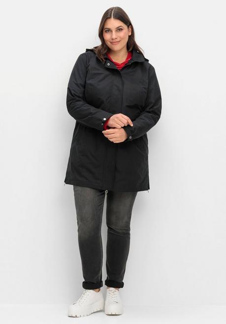 sheego Parka mit gestreiftem Futter, wasserabweisend - schwarz sheego Blitzverkäufe