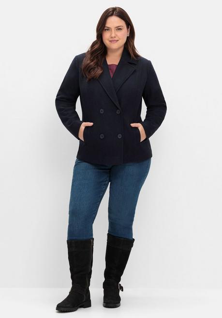 sheego Kurze, gefütterte Cabanjacke mit Wollanteil - tiefblau sheego Limitierter Zeitrabatt
