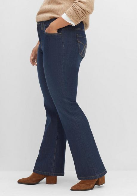 sheego Bootcut-Jeans mit Kontrastnähten - dark blue Denim sheego Rabatt