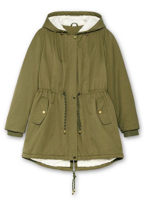 sheego Wattierte Jacke im Parka-Stil mit kuscheliger Kapuze - oliv sheego Günstig kaufen