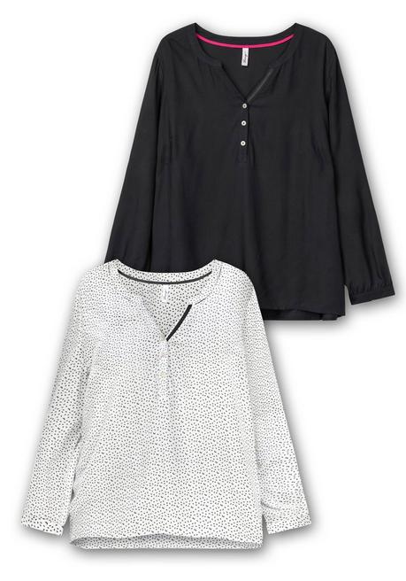 sheego Doppelpack Tuniken, uni und gemustert - schwarz+weiß gemustert sheego Großer Ausverkauf