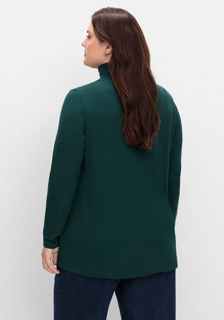 sheego Langarmshirt mit Rollkragen, in A-Linie - tiefgrün sheego Flash Sale
