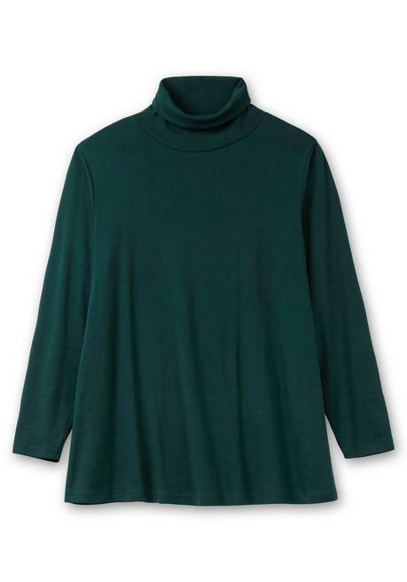 sheego Langarmshirt mit Rollkragen, in A-Linie - tiefgrün sheego Flash Sale
