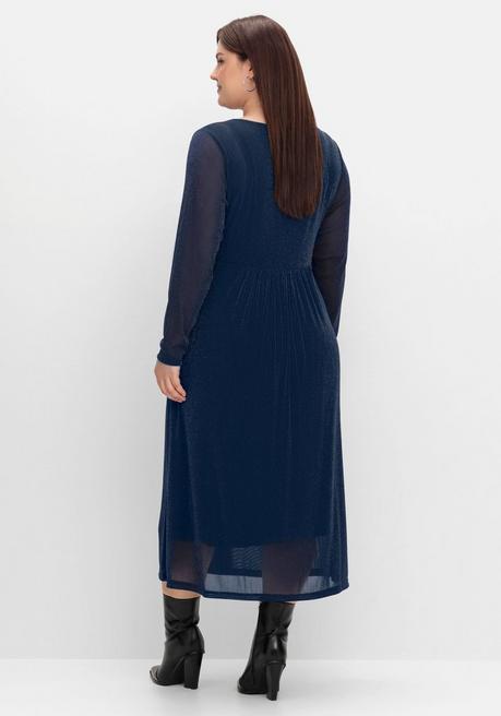 sheego Abendkleid mit Mesh und Effektgarn - saphir sheego Online Shopping