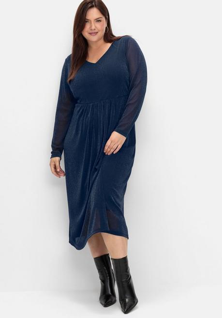 sheego Abendkleid mit Mesh und Effektgarn - saphir sheego Online Shopping