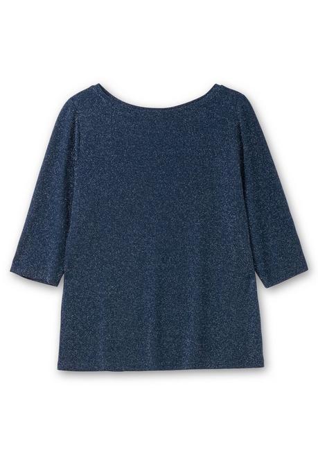 sheego 3/4-Arm-Shirt mit Glitzergarn und U-Boot-Ausschnitt - saphir sheego Preisnachlass